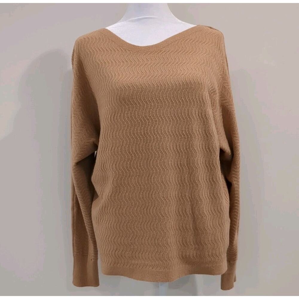 Vila Milano Women's L Dolman Sleeve Tan Dressy Soft Cozy Sweater